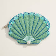 Beaded Shell Pouch with Pearl Accent: Pink / One / M-5KC77038