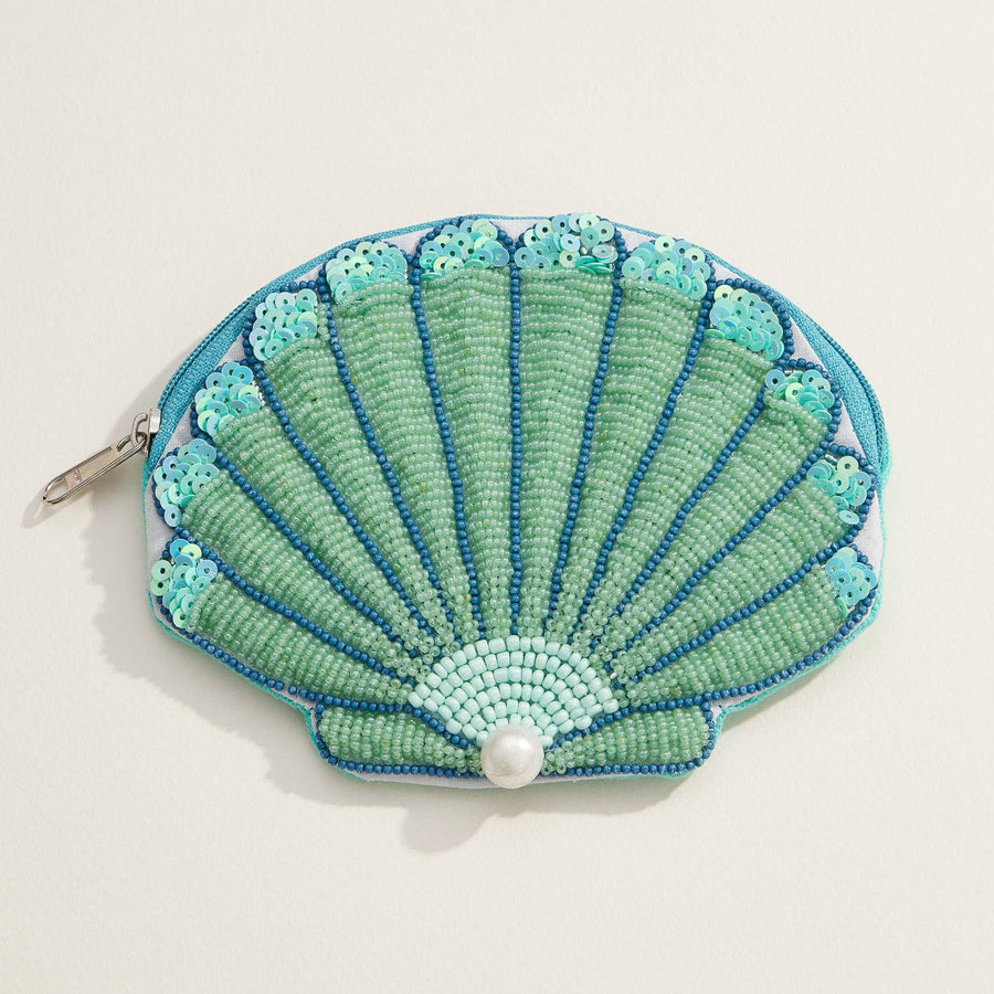Beaded Shell Pouch with Pearl Accent: Pink / One / M-5KC77038