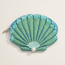 Load image into Gallery viewer, Beaded Shell Pouch with Pearl Accent: Light Blue / One / M-5KC77038