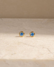 Load image into Gallery viewer, Aquamarine Bezel Dome Studs: Gold