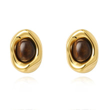 Load image into Gallery viewer, Saylor Tiger Eye Studs: 0.6"
