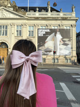 Load image into Gallery viewer, The Perfect Long Satin Hair Bow Barrette: Blue