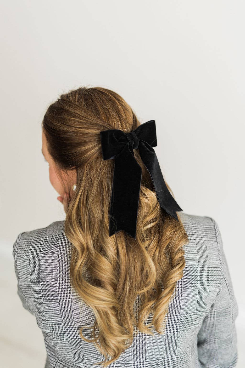 Large Velvet Hair Bow Barrette for Women | Bailee Bow: Moss