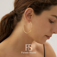 Load image into Gallery viewer, 18k Gold Hoop Earring; Large Statement Dangle Earring