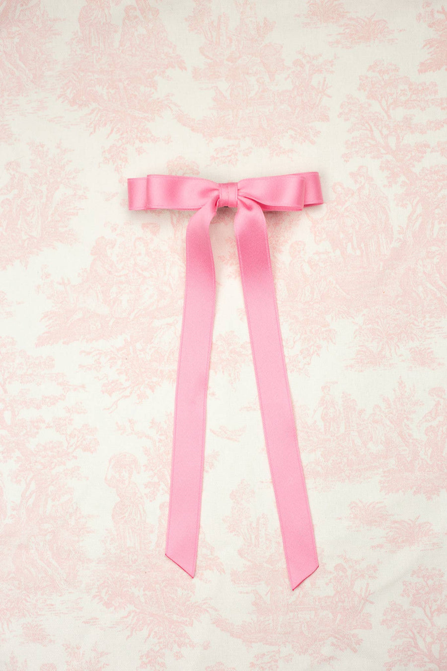 Long Matte Satin Hair Bow Barrette | Micro Alice Bow: Red