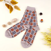 Combed cotton women's British style retro mid-calf socks: Brown
