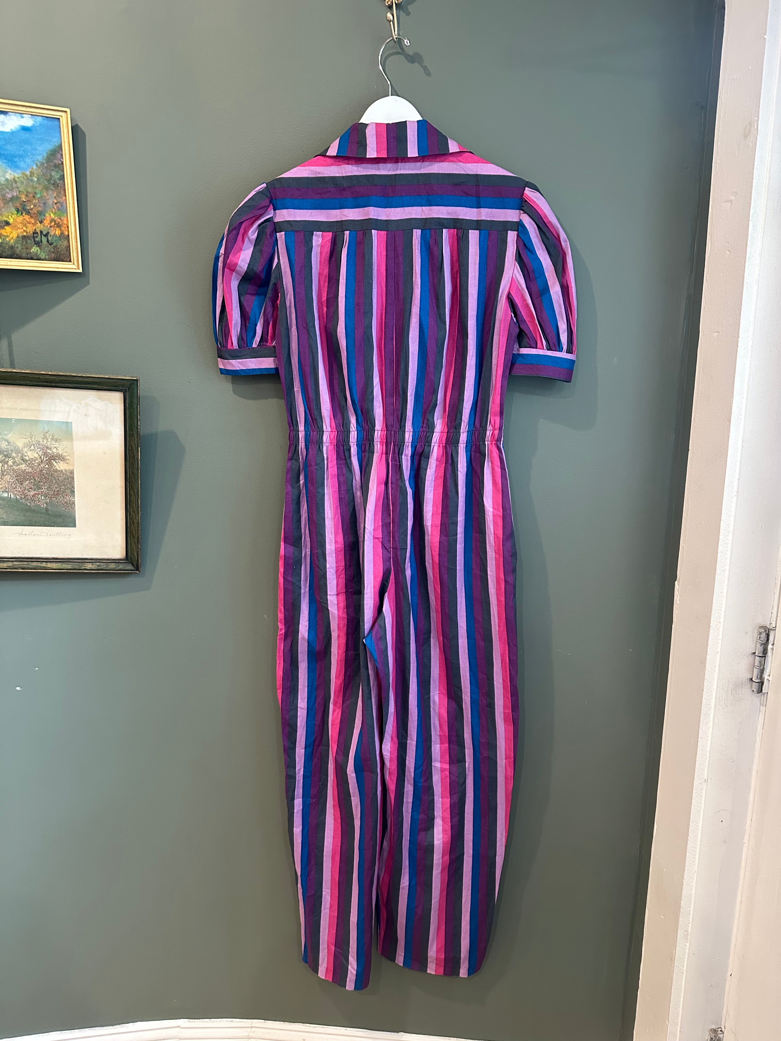 Purple Striped Jumpsuit, 1980’s, 38” Bust