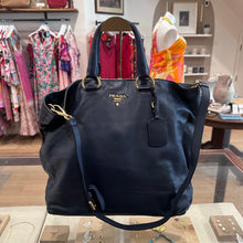 Load image into Gallery viewer, Prada Two-Way Shopper Tote Bag in Dark Blue Calf-Skin