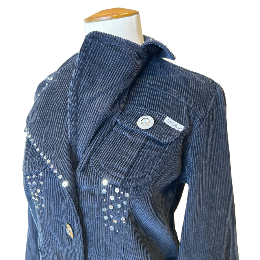 Black Cowgirl Corduroy Jacket, 1990s, 36” Bust