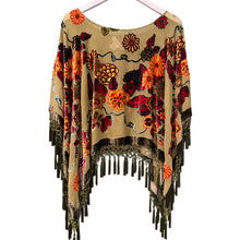 Load image into Gallery viewer, Silk Green Fringe Poncho, 1990’s, 82” Bust