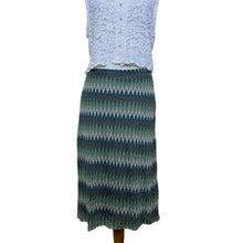 Load image into Gallery viewer, Green Chevron Skirt, 1990s, 28- 32” Waist
