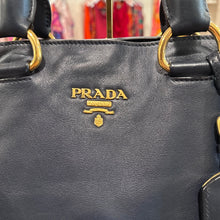 Load image into Gallery viewer, Prada Two-Way Shopper Tote Bag in Dark Blue Calf-Skin