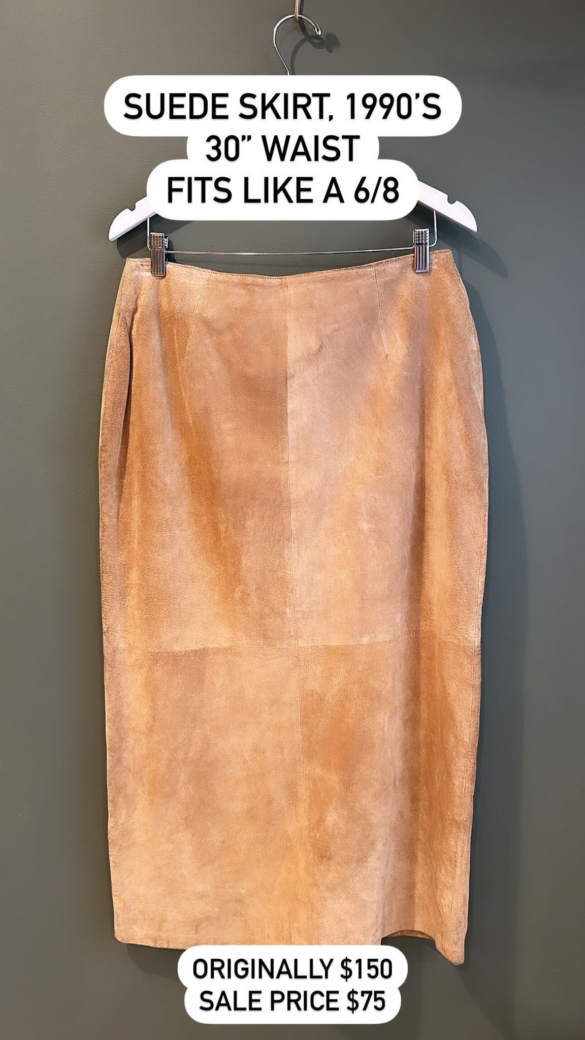 Suede Skirt, 1990's, 30" Waist, as is