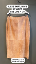 Load image into Gallery viewer, Suede Skirt, 1990's, 30" Waist, as is
