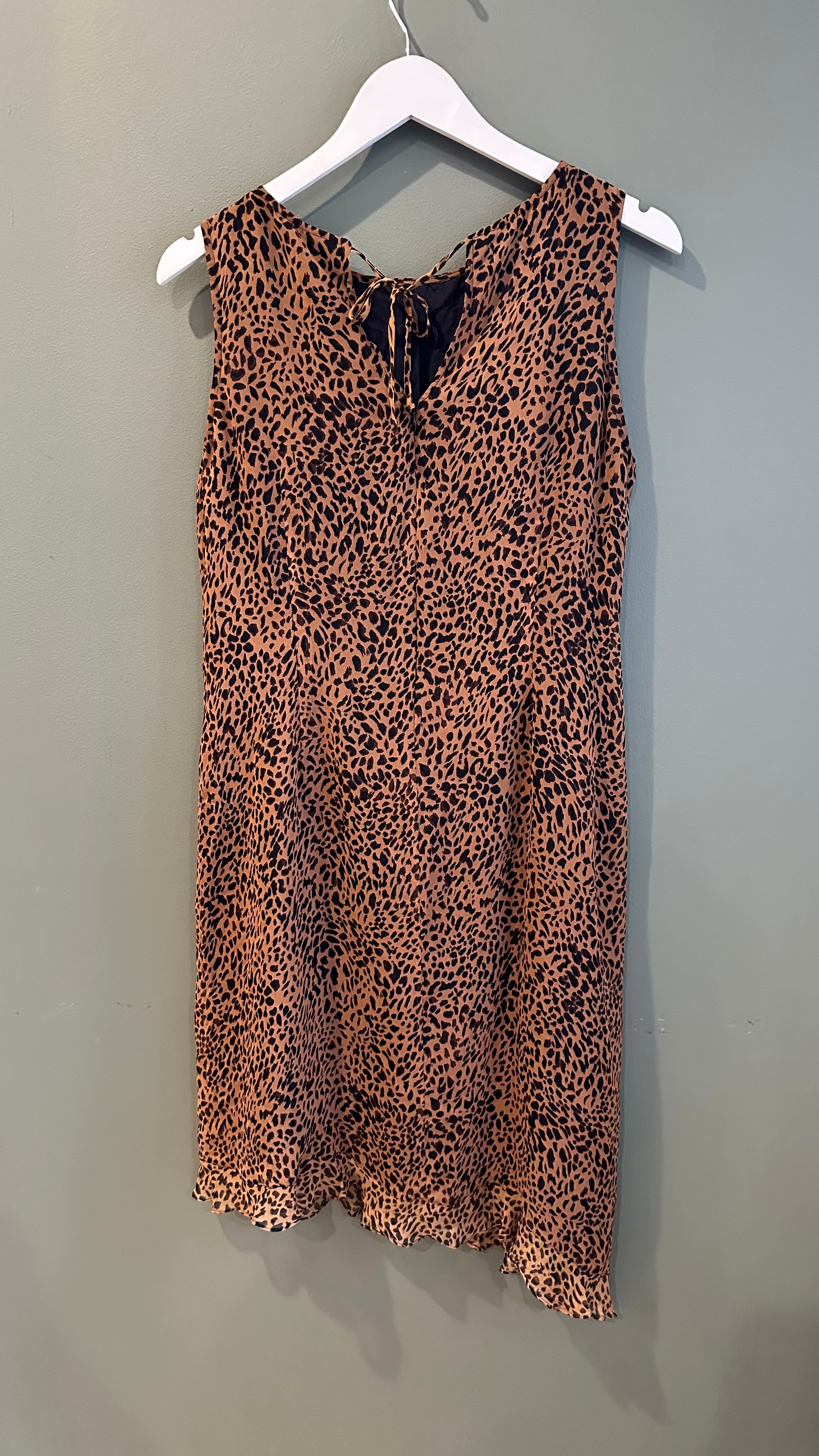 Cheetah Print Silk Mini Dress, 1990s, 42” Bust, as is