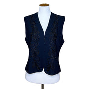 Black Vest with Beading, 1990s, 38” Bust