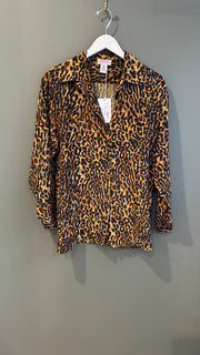 Silk Cheetah Print Top, 1990s, 38” Bust as is