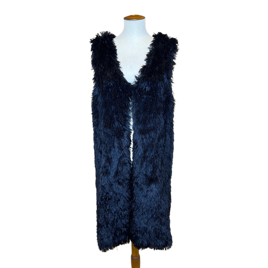 Black Shag Vest, 1990s, 44” Bust