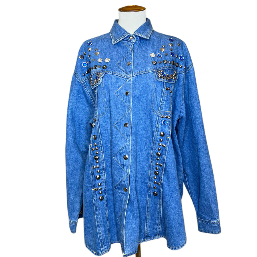 Bedazzled Denim Jacket, 1980’s, 48” Bust