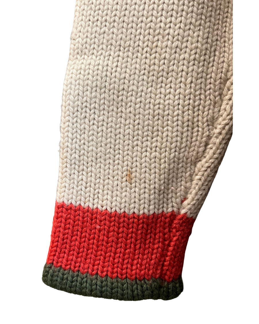 Tan Sweater with Floral Design, 1960s, 38” Bust