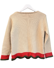 Tan Sweater with Floral Design, 1960s, 38” Bust
