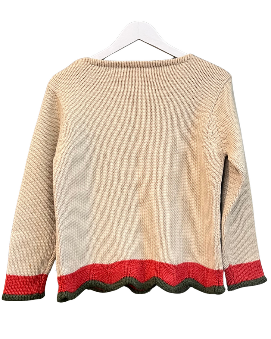 Tan Sweater with Floral Design, 1960s, 38” Bust