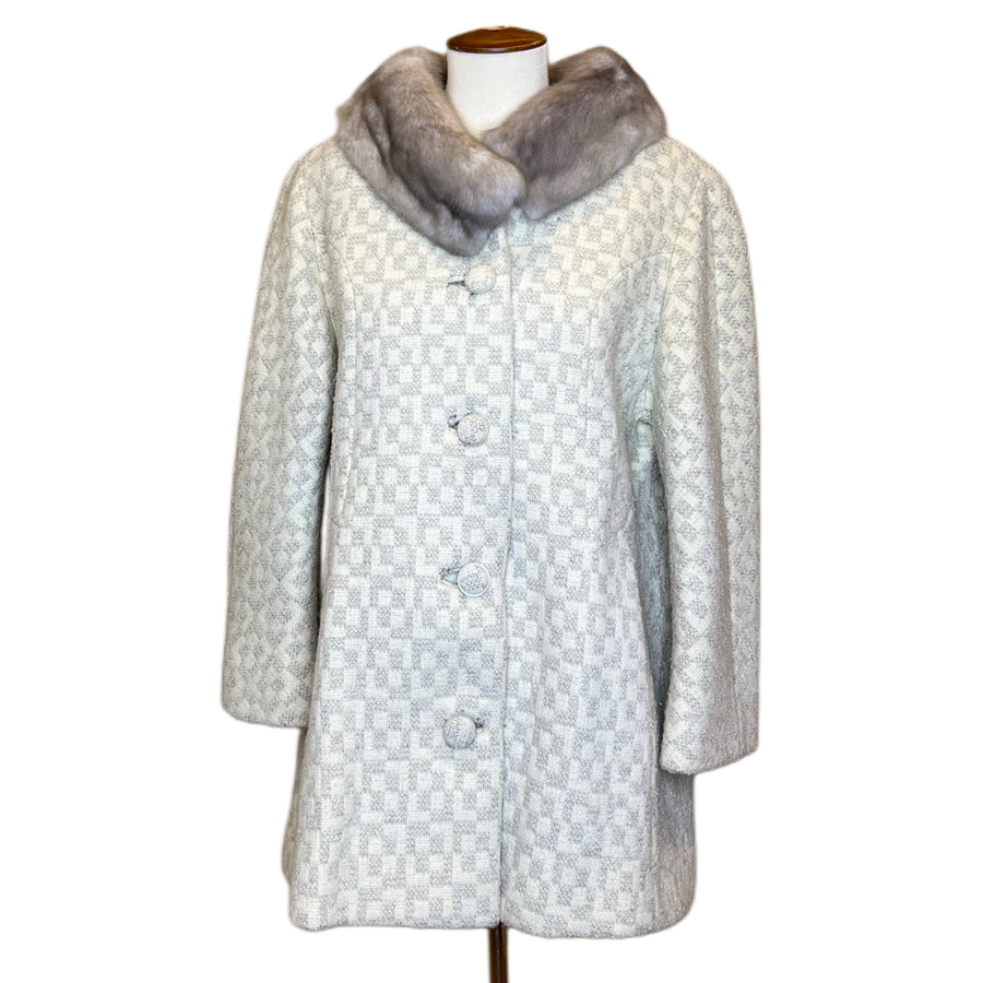 Tweed Coat with Fur Collar, 1960s, 42’ Bust
