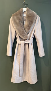 Faiza -Reiss Oat Color Wool Overcoat, 34" Bust