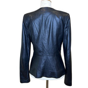 Theory Black Leather Peplum Jacket, 2000s, 34” Bust
