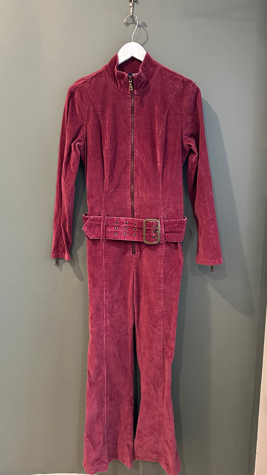 Red Corduroy Jumpsuit, 1990s, 34” Bust, 28” Waist