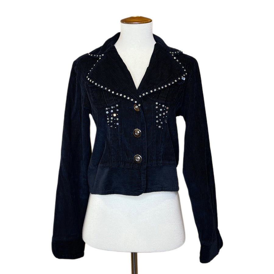 Black Cowgirl Corduroy Jacket, 1990s, 36” Bust