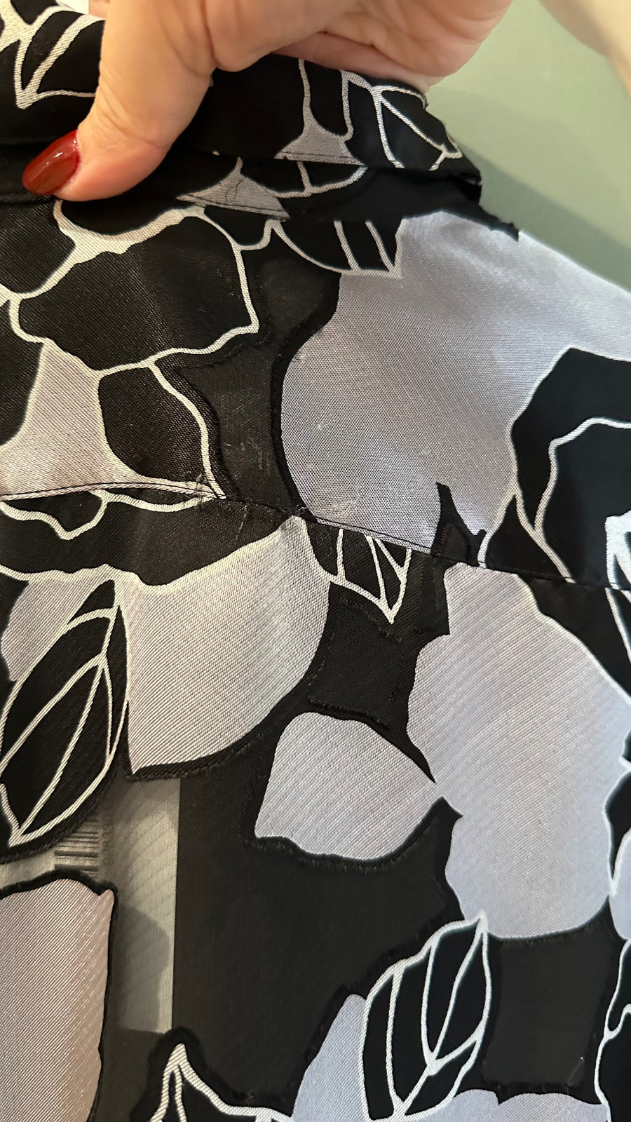 Black and White Sheer Button Down, 1990s, 40” Bust