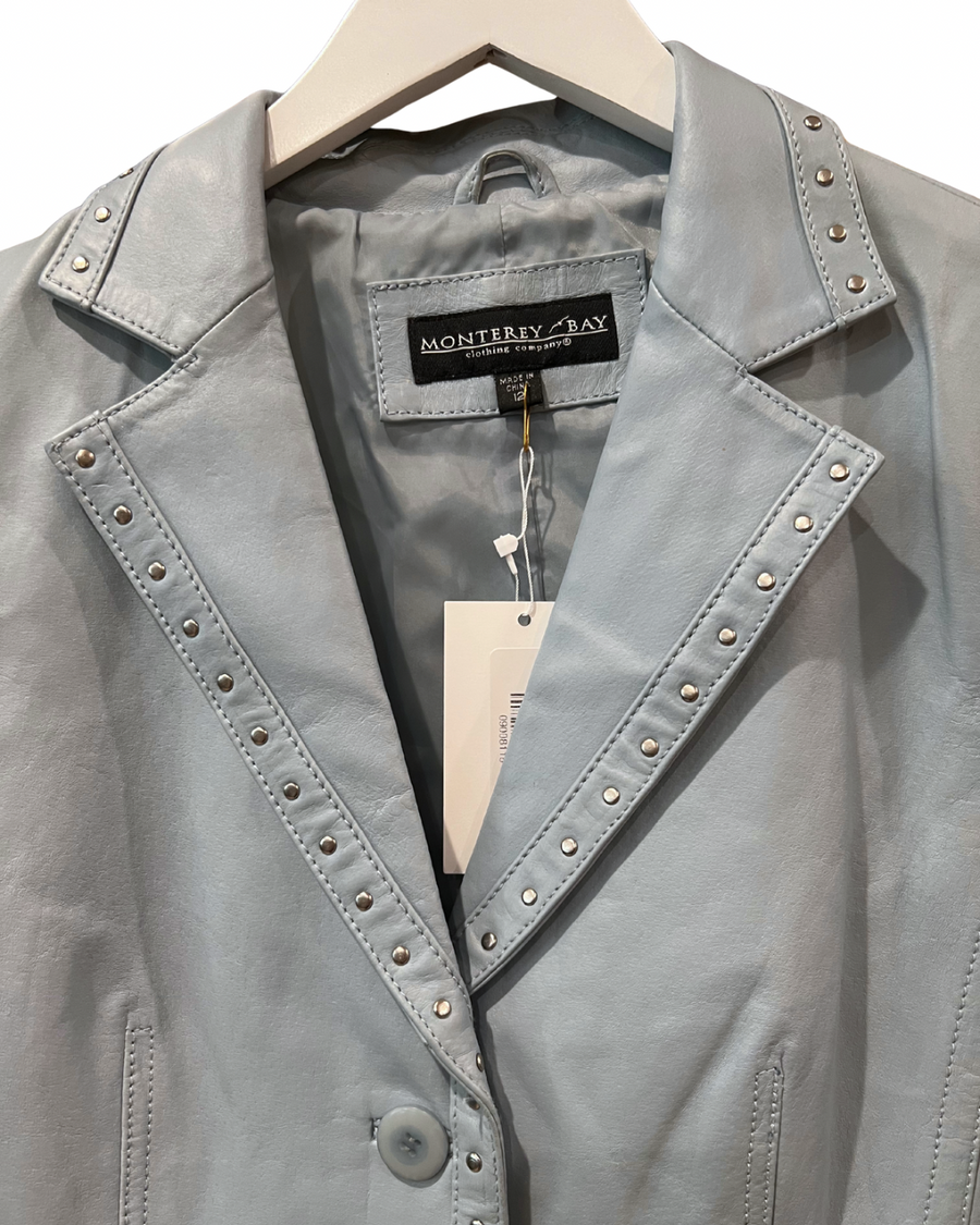 Powder Blue Leather Jacket, 1990’s, 38” Bust