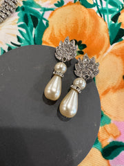 Bedazzled Vintage Pearl Drop Earrings