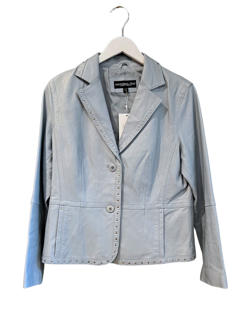Powder Blue Leather Jacket, 1990’s, 38” Bust
