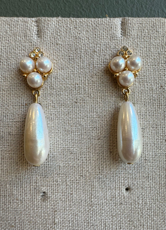 Bedazzled Vintage Pearl Drop Earrings