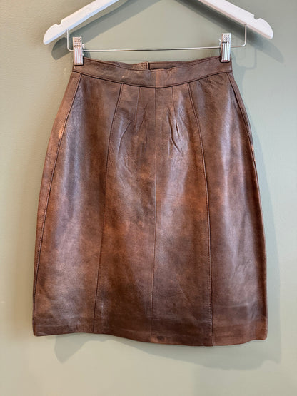 Leather Skirt, 1990’s, 24” Waist, As is
