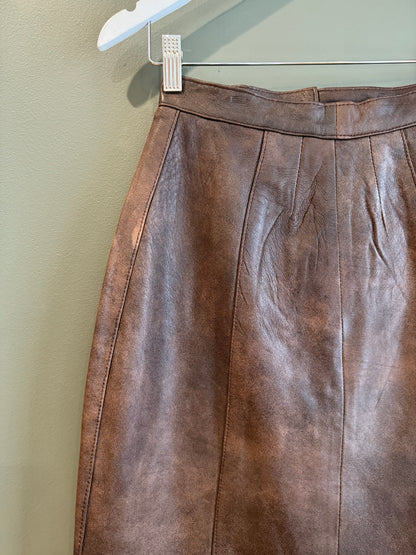 Leather Skirt, 1990’s, 24” Waist, As is