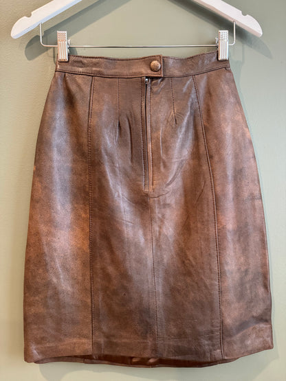 Leather Skirt, 1990’s, 24” Waist, As is