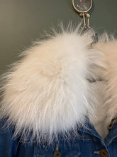 Load image into Gallery viewer, Denim Jacket with White Fox Fur, 36" Bust, 1990's