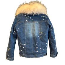 Load image into Gallery viewer, Denim Jacket with White Fox Fur, 36" Bust, 1990's