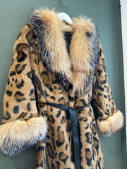 Leopard Print Mink Fur Coat, 36" Bust, 1990's