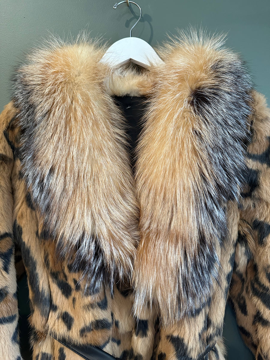 Leopard Print Mink Fur Coat, 36" Bust, 1990's