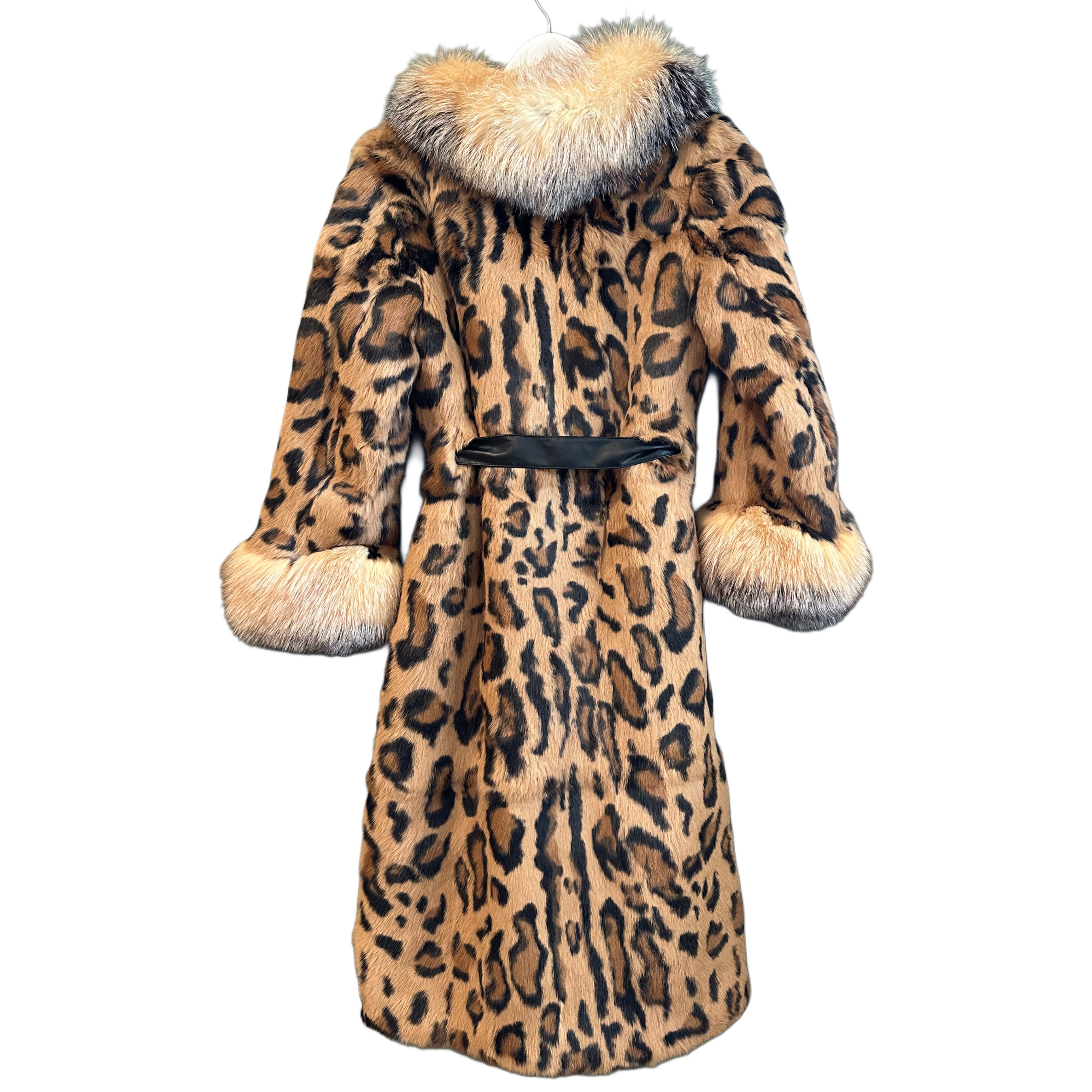 Leopard Print Mink Fur Coat, 36" Bust, 1990's