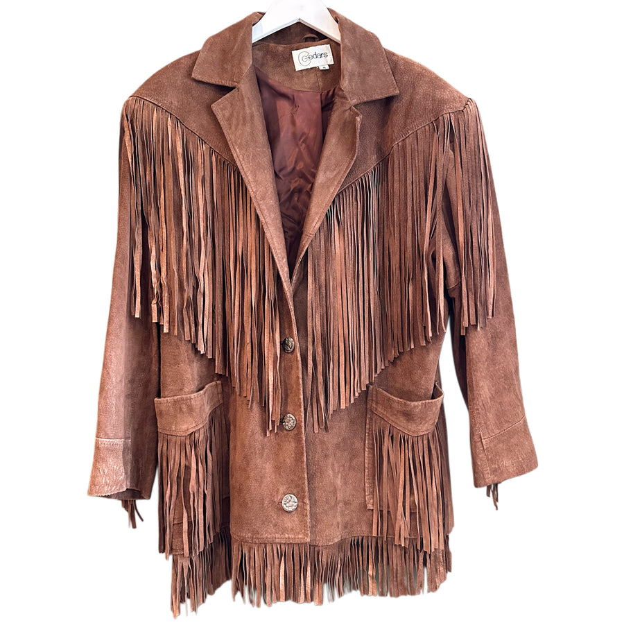 Brown Fringe Jacket, 48" Bust