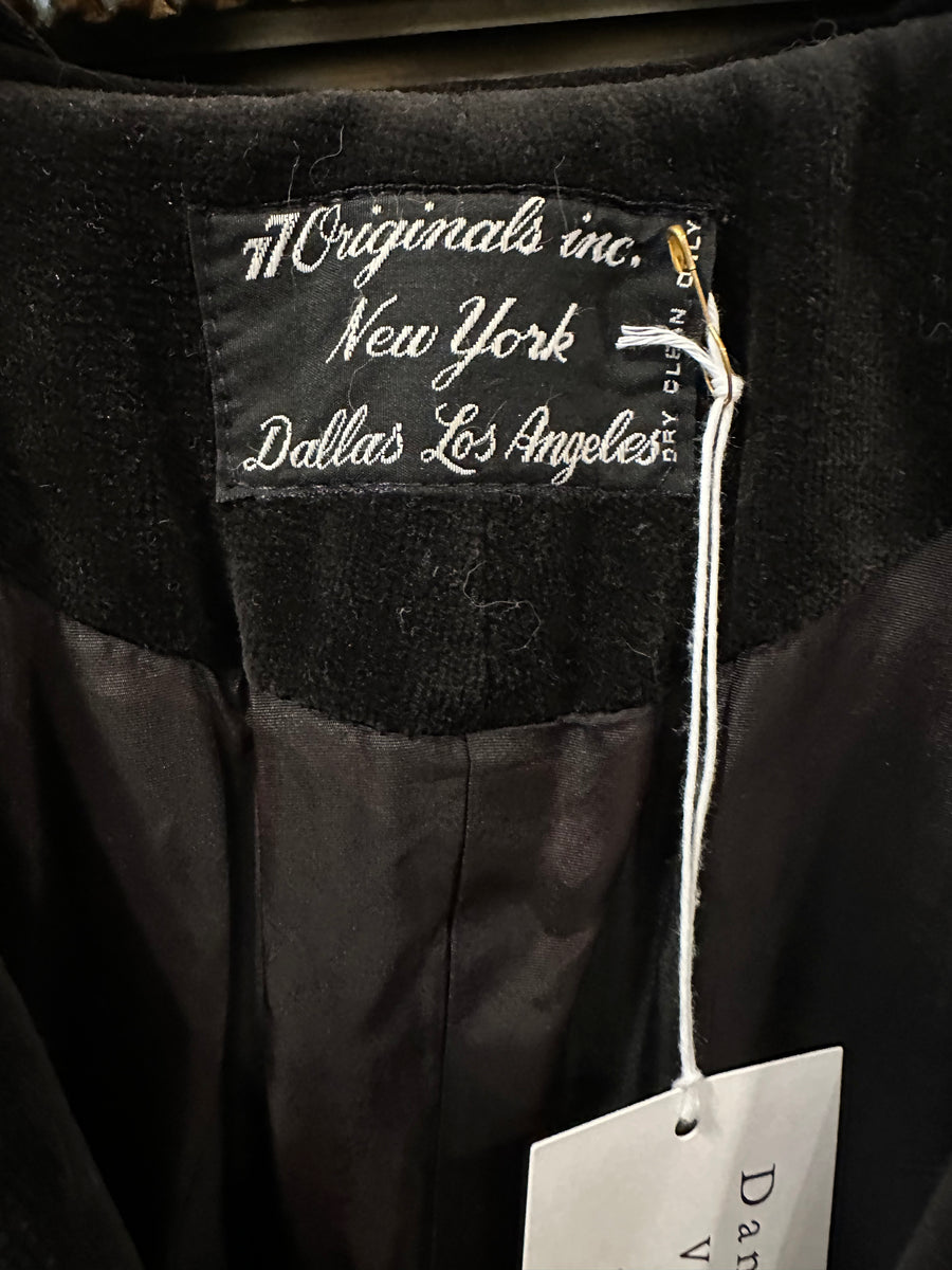 Black Velvet Trench with Hood, 1960s, 34” Bust