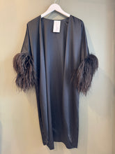 Load image into Gallery viewer, Janet - Black Duster with Marabou Feathers, 1990's, 42" Bust