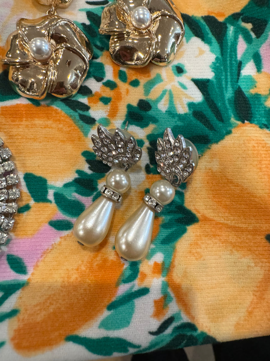 Bedazzled Vintage Pearl Drop Earrings