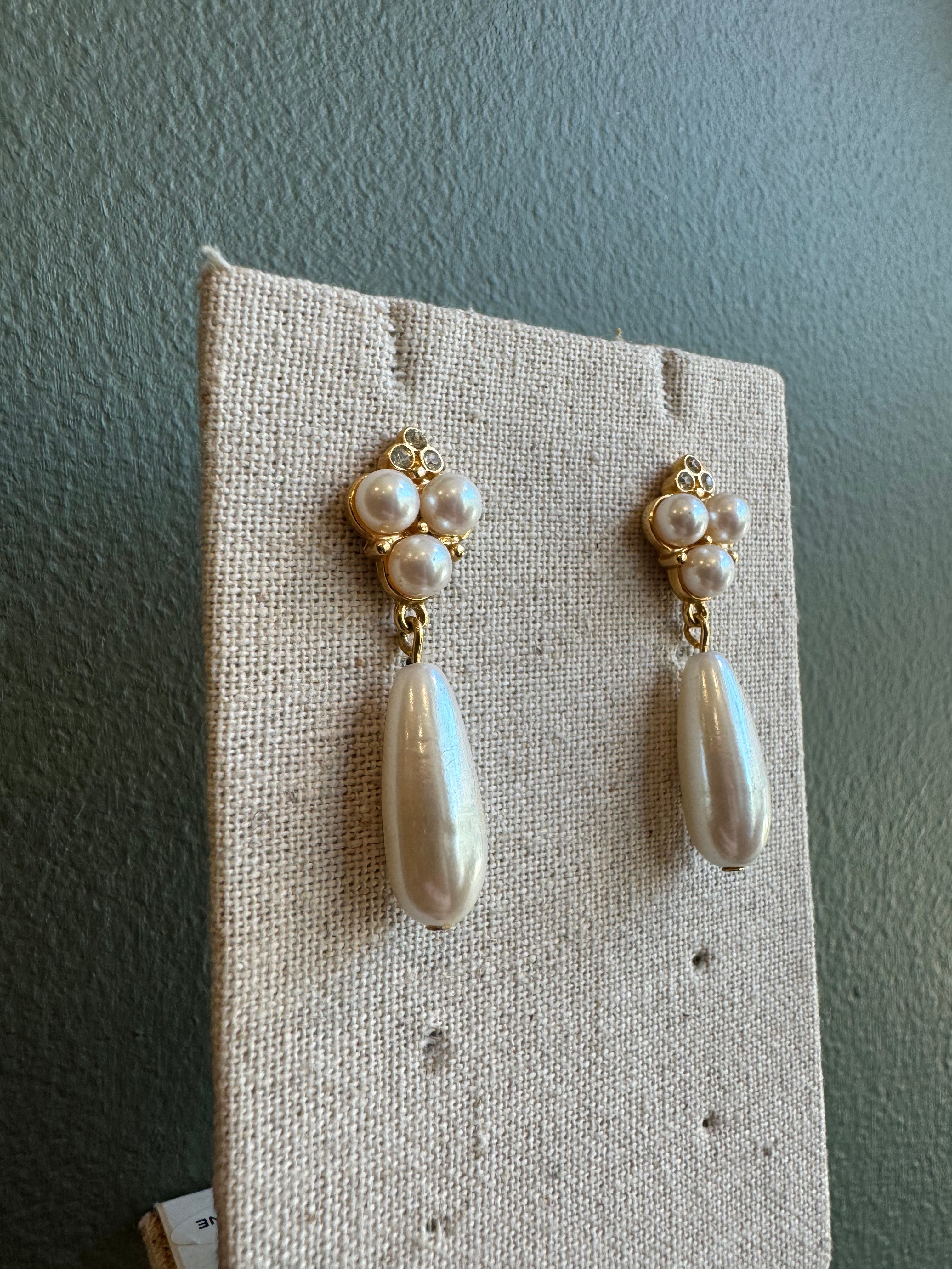 Bedazzled Vintage Pearl Drop Earrings