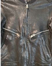 Black Leather Bomber, 1990s, 36” Bust